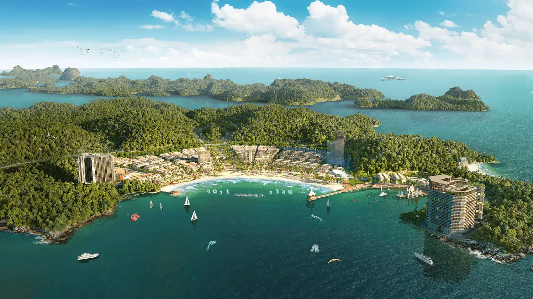 Toàn cảnh dự án Xanh Island Cát Bà – Khu du lịch mang đẳng cấp quốc tế tại trung tâm đảo Cát Bà.