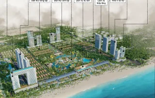Tổng quan dự án Sun Group Vũng Tàu với nhiều khu chức năng đa dạng: nghỉ dưỡng, thương mại và dịch vụ công cộng.